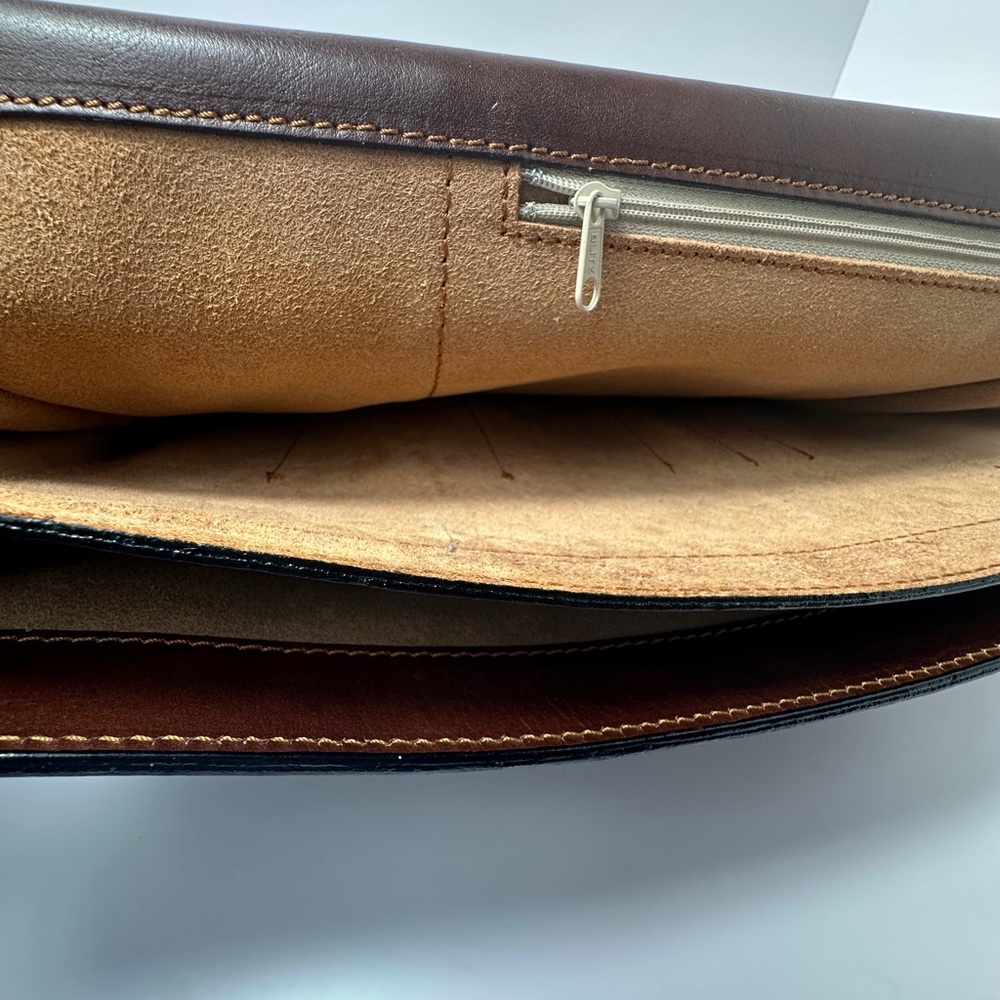 Vintage Old Angler Firenze Italian Leather Briefcase Messenger Bag Brown Laptop - Picture 3 of 13